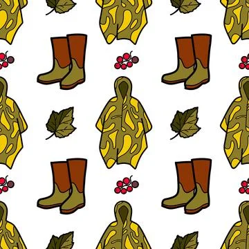 Seamless pattern flat drawings of hiking, camping Stock Illustration