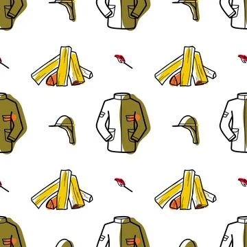 Seamless pattern flat drawings of hiking, camping vector Illustrazione stock