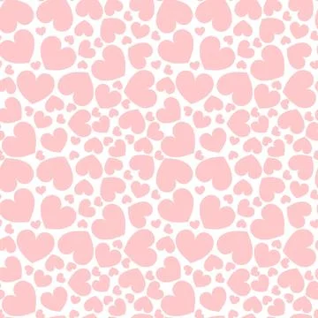 Seamless pattern with flat heart shapes. Vector romantic minimalistic repea.. Stock Illustration