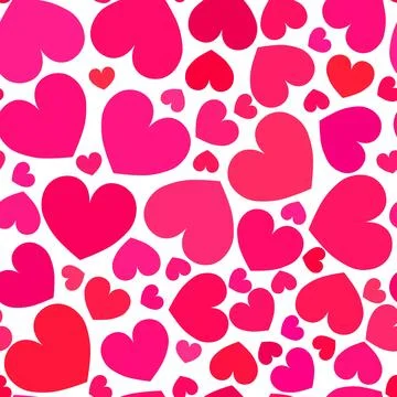 Seamless pattern with flat heart shapes. Vector romantic minimalistic repea.. Stock Illustration