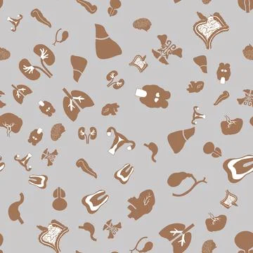Seamless pattern with Flat icons of the human organs. Medical elements Stock Illustration