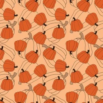 Seamless pattern of flat pumpkin. pumpkin shape for thanks giving. Stock Illustration