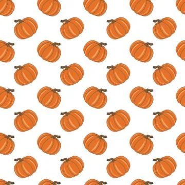 Seamless pattern of flat pumpkin. pumpkin shape for thanks giving. Stock Illustration