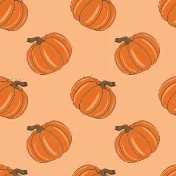 Seamless pattern of flat pumpkin. pumpkin shape for thanks giving. Stock Illustration