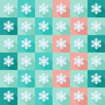 Seamless pattern with flat snowflakes Stock Illustration