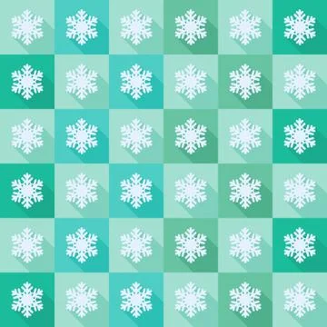 Seamless pattern with flat snowflakes Stock Illustration