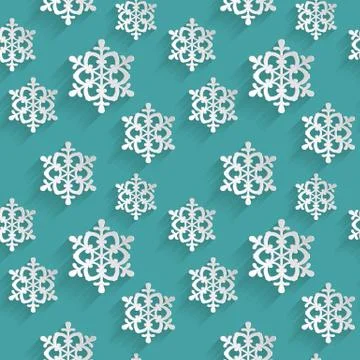 Seamless pattern with flat snowflakes. Vector background. Stock Illustration