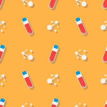 Seamless pattern in a flat style with Blood Test Tube Stock Illustration