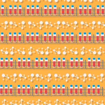 Seamless pattern in a flat style with blood test tube Stock Illustration
