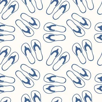 Seamless pattern with flat style flip flop sandal. Summer footwear background Stock Illustration