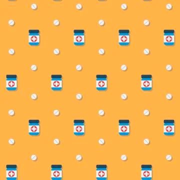 Seamless pattern in a flat style with jar pills Stock Illustration