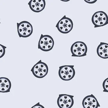 Seamless pattern flat tire deflating on a vehicle wheel failure Stock Illustration