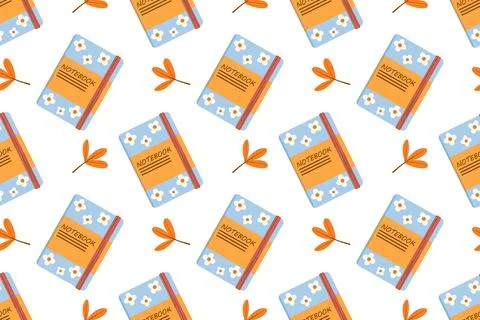 Seamless pattern. Flat vector with colorful set of school or office supplies Stock Illustration