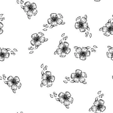 Seamless pattern flaxseed flax sketch hand drawn 库存插图