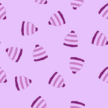 Seamless pattern fleece winter hat knit cartoon vector Stock Illustration