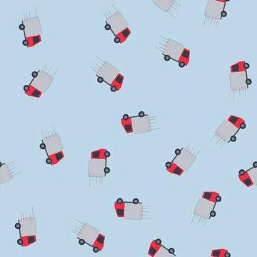 Seamless pattern fleet delivery truck cartoon vector Stock Illustration