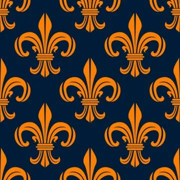 Seamless pattern with fleur-de-lis floral scrolls Illustrazione stock