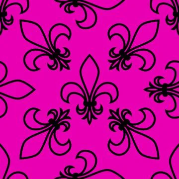 Seamless pattern. Fleur de lis. Linear graphics. Geometric symmetrical drawin Stock Illustration