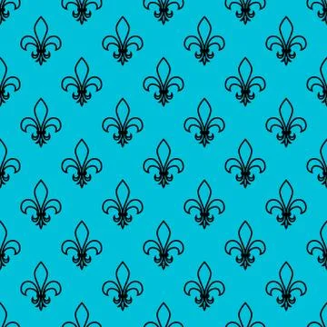 Seamless pattern. Fleur de lis. Linear graphics. Geometric symmetrical drawin Stock Illustration