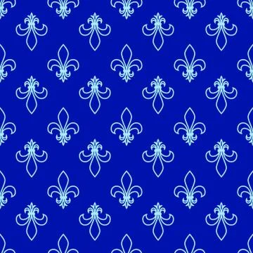 Seamless pattern. Fleur de lis. Linear graphics. Geometric symmetrical drawin Stock Illustration