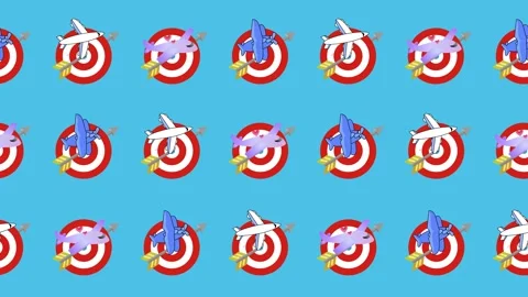 Seamless pattern of flight destination target and airplane icons background Stock Footage 320523052