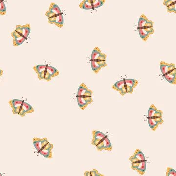 Seamless pattern flight groovy butterfly cartoon vector Illustrazione stock