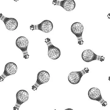 Seamless pattern flight hot air balloon sketch hand drawn Stock Illustration
