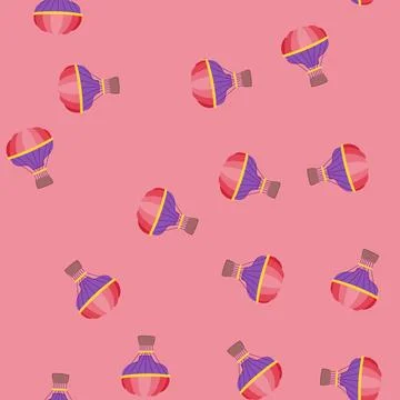 Seamless pattern flight hot air balloon cartoon vector 스톡 일러스트