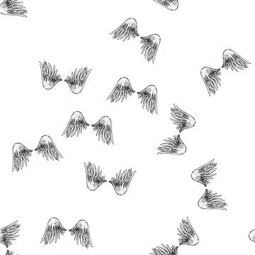 Seamless pattern flight wings sketch hand drawn Stock Illustration