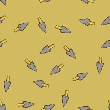 Seamless pattern flint arrowhead cartoon vector Stock Illustration