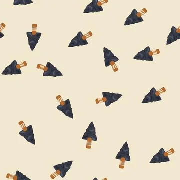 Seamless pattern flint arrowhead cartoon vector Stock Illustration