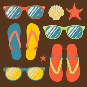 Seamless pattern with flip flops and sunglasses Pattern with flip flops an... Foto stock