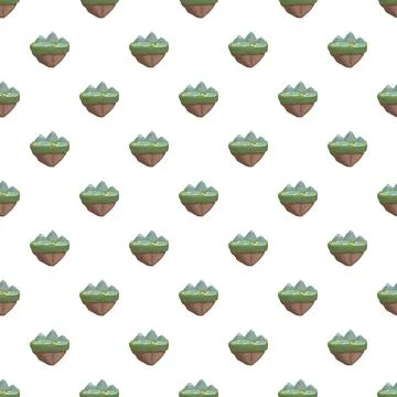 Seamless pattern with floating cartoon island landscape イラスト素材