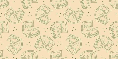Seamless pattern with floating cash dollars 库存插图