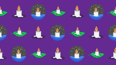Seamless pattern of floating Halloween candles and ritual icons in background Stock Footage 321067016