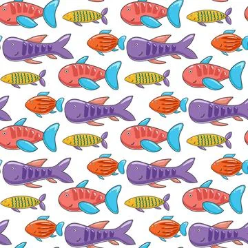 Seamless pattern flock of fish Stock Illustration