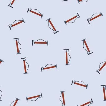 Seamless pattern floor pump inflating bicycle tire with air Stockillustratie