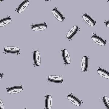 Seamless pattern floor robot vacuum cleaner cartoon vector 스톡 일러스트