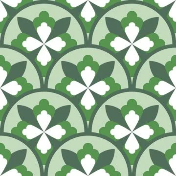 Seamless pattern floral and leafy green color Stock Illustration