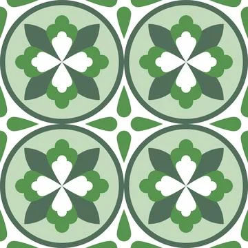Seamless pattern floral and leafy green color Stock Illustration