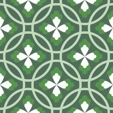 Seamless pattern floral and leafy green color Ilustração Stock
