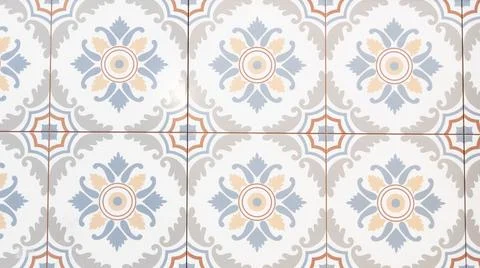Seamless pattern with floral Azulejo patchwork mosaic tile wallpaper vintage  Foto stock