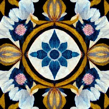 Seamless pattern of floral chintz for background Stock Illustration