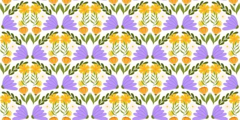Seamless pattern with floral elements. Botanical inspired repeated fabric o.. Stock Illustration