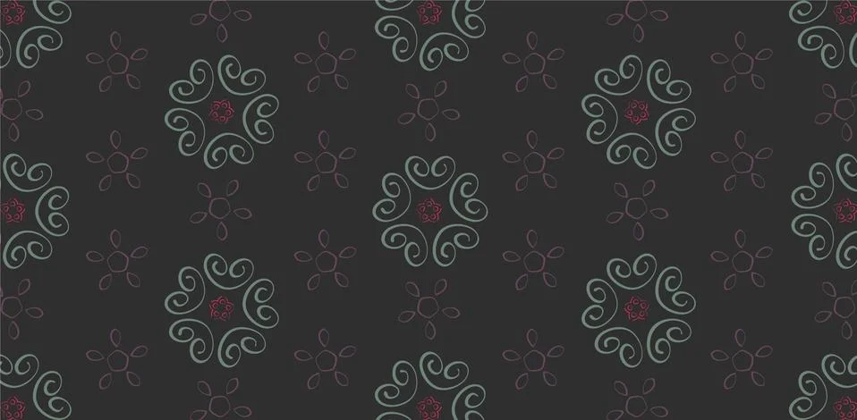 Seamless pattern with floral elements on a dark background Stock Illustration