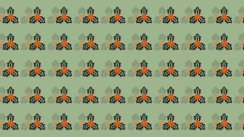 Seamless Pattern of Floral Elements on Green Background. Stock Footage 325381903