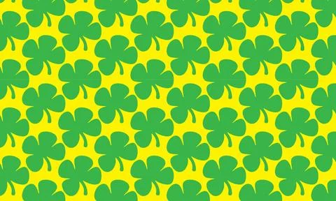 Seamless pattern with floral elements, green leaves, and clover, perfect for a s 스톡 일러스트