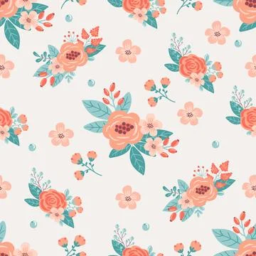 Seamless pattern with floral elements Stock Illustration