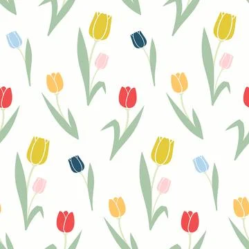 Seamless Pattern Floral Elements, Tulips Ilustración de archivo
