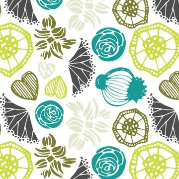 Seamless pattern with floral elements .  Vector abstract background. Stock Illustration